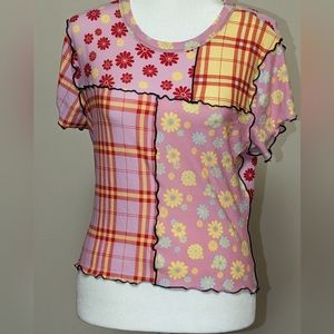 Pink Four Panel Crew Neck Short Sleeve Tee - NWT Sizes XS, S, M, L, XL